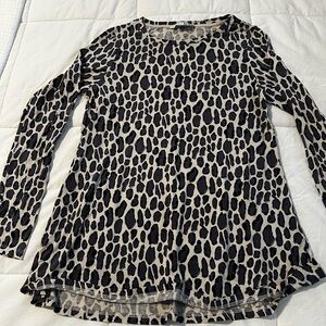 Boden Black and Cream Graphic Long Sleeve Blouse